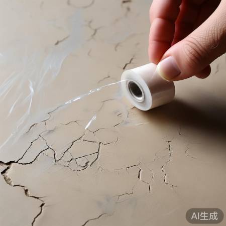 检查裂缝,用胶带修补