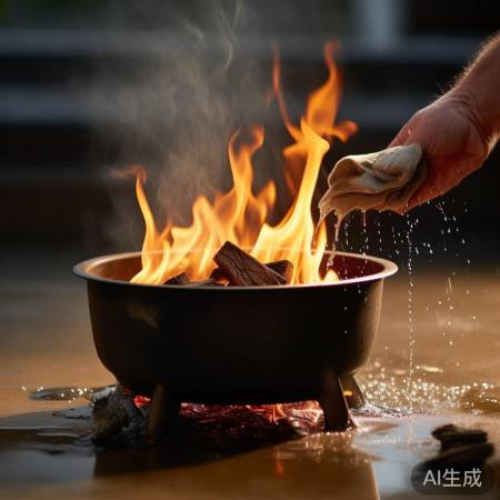 无湿布，水泼灭火