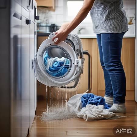 洗衣机操作完毕，拔管晾衣结束