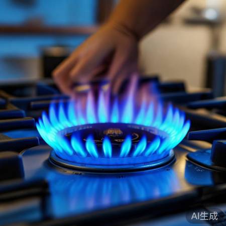 调节燃气灶,火焰变蓝
