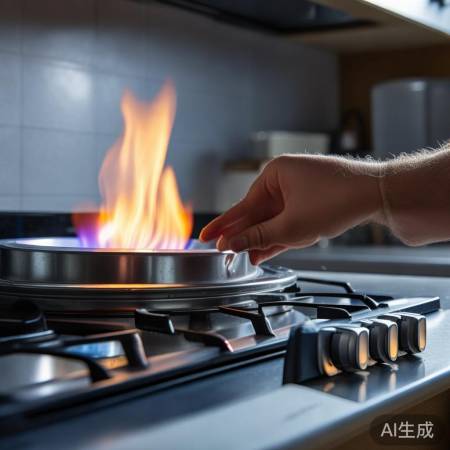 燃气灶调旋钮,观察火焰找角度