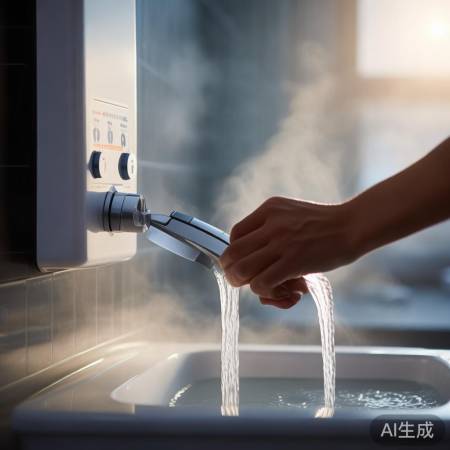 热水慢慢流出，初次使用先放冷水