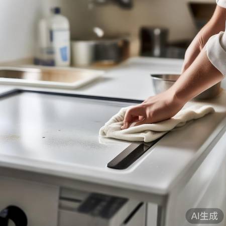 清洁白色集成灶，避免水渍遗留