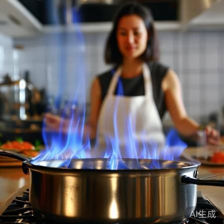 烹饪时观察火焰，防熄灭与泄漏