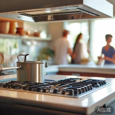 燃气灶烟道向下排，卫生实用。