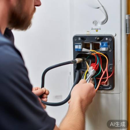 接线步骤：电源连接并注意绝缘