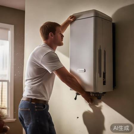 壁挂炉安装，师傅调整固定