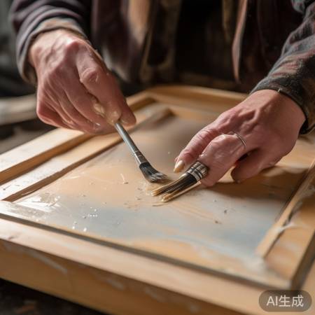 轻刷胶水，勿损油漆