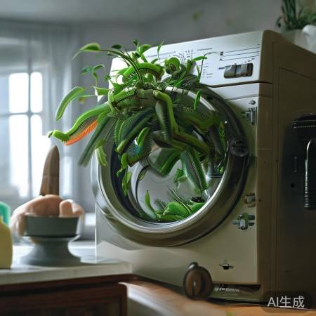 妈妈发现洗衣机里长梳子树