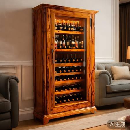 雪松实木红酒柜，质感舒适。