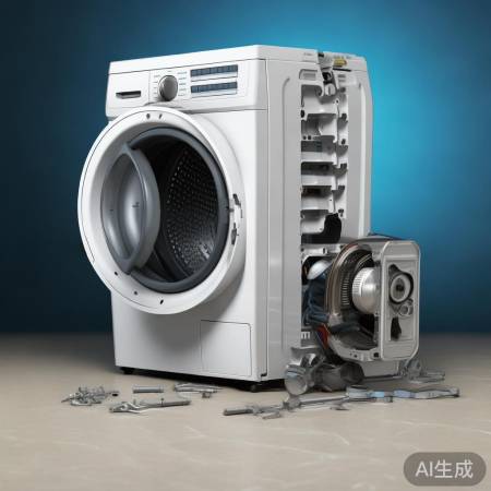 拆解洗衣机,露出内部结构