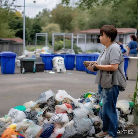 女士随意修补,垃圾分类重要