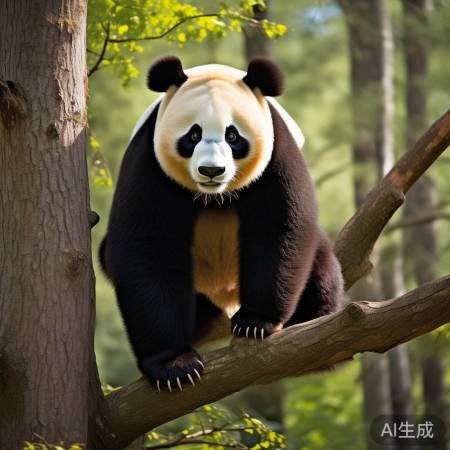 大熊猫平衡蹲树安全